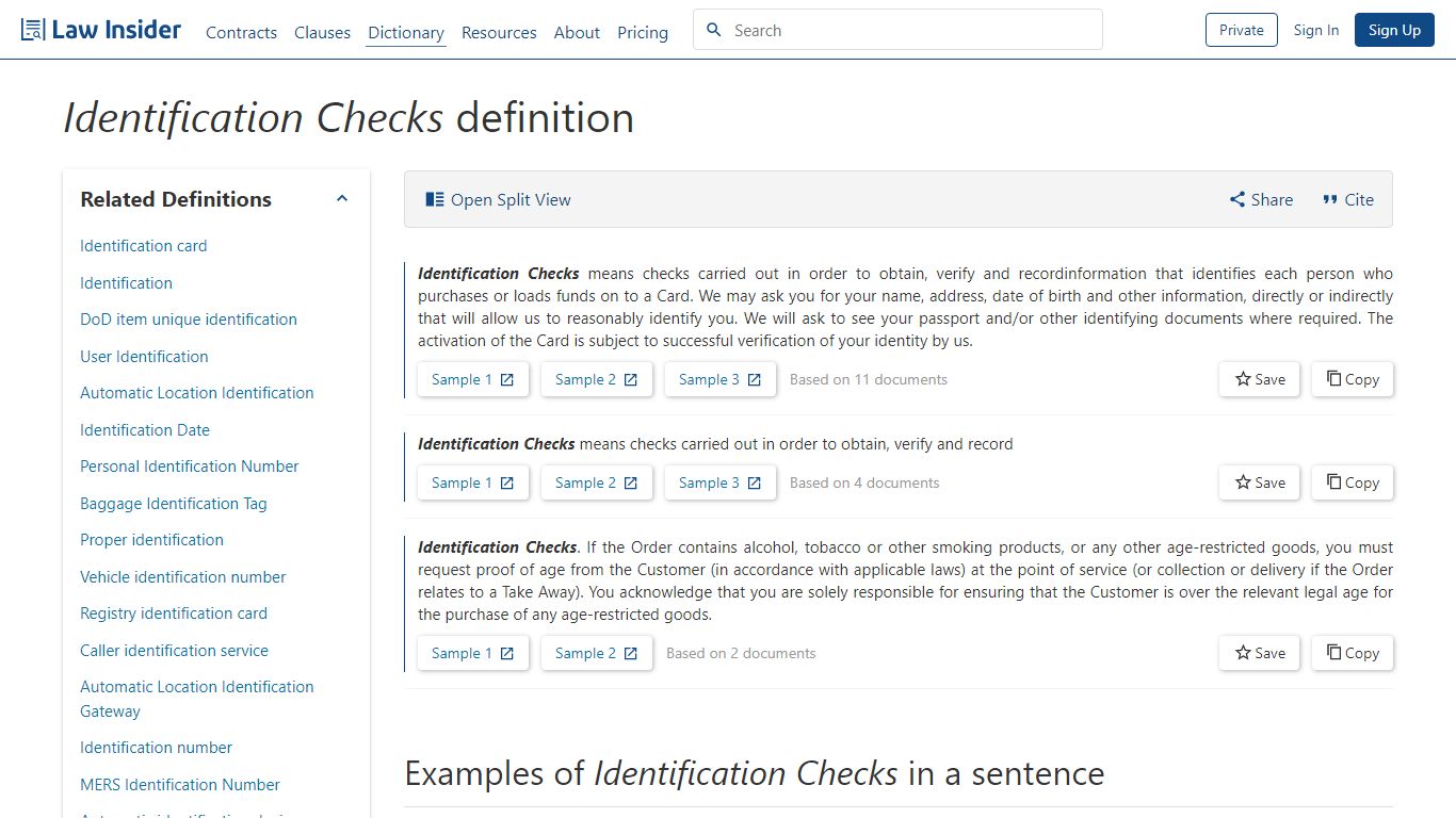 Identification Checks Definition | Law Insider