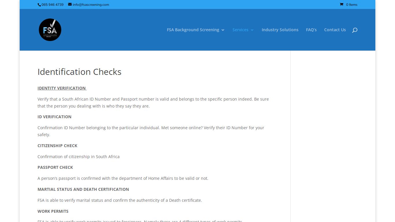 Identification Checks - FSA Screening